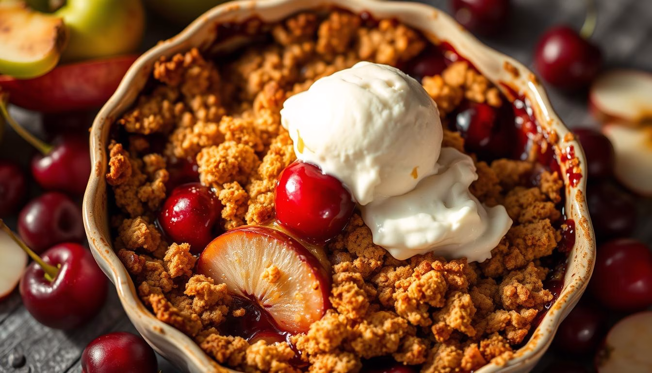 apple and cherry crumble
