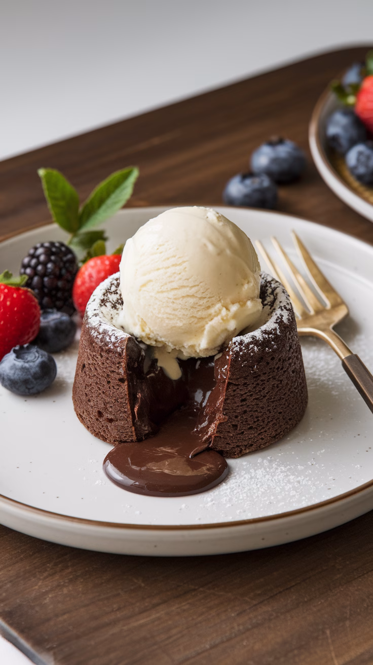 Dark Chocolate Lava Cake with Vanilla Ice Cream