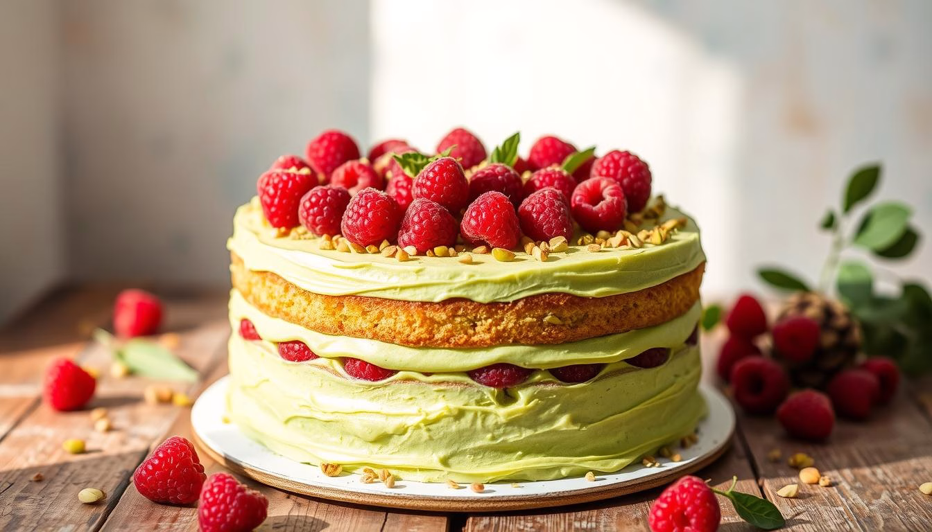Pistachio Raspberry Cake Recipe