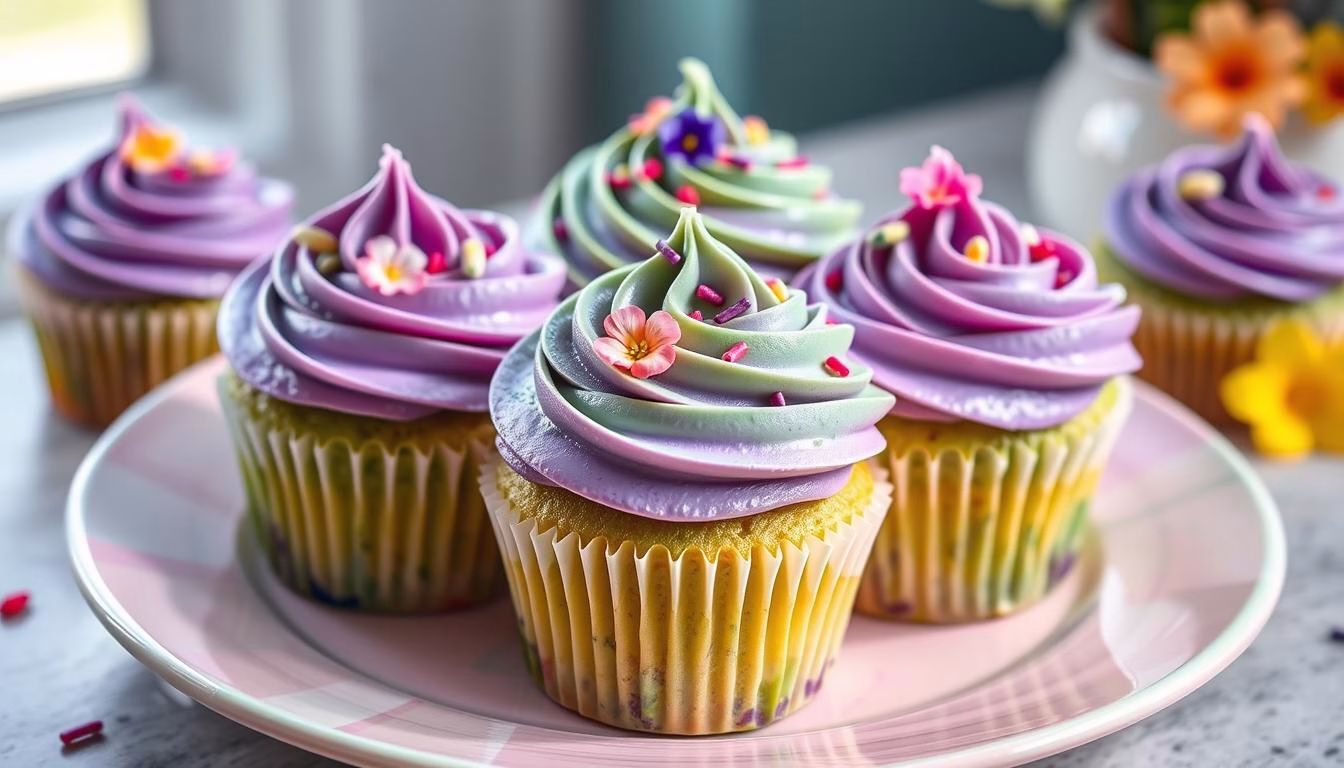 Ube matcha cupcakes with frosting Ube matcha cupcakes with frosting
