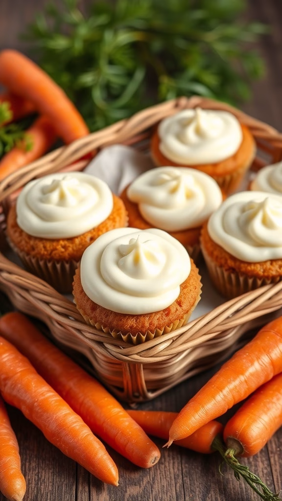 Carrot cake mini muffins with cream cheese frosting