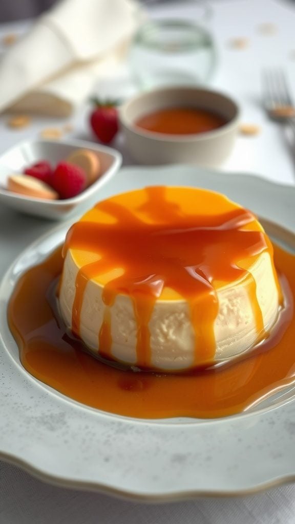 Delicious Venezuelan dulce de leche flan with caramel sauce