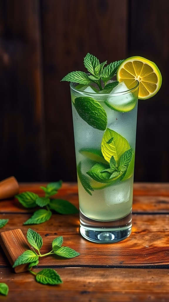 A refreshing Emerald Isle Mojito with mint and lime.