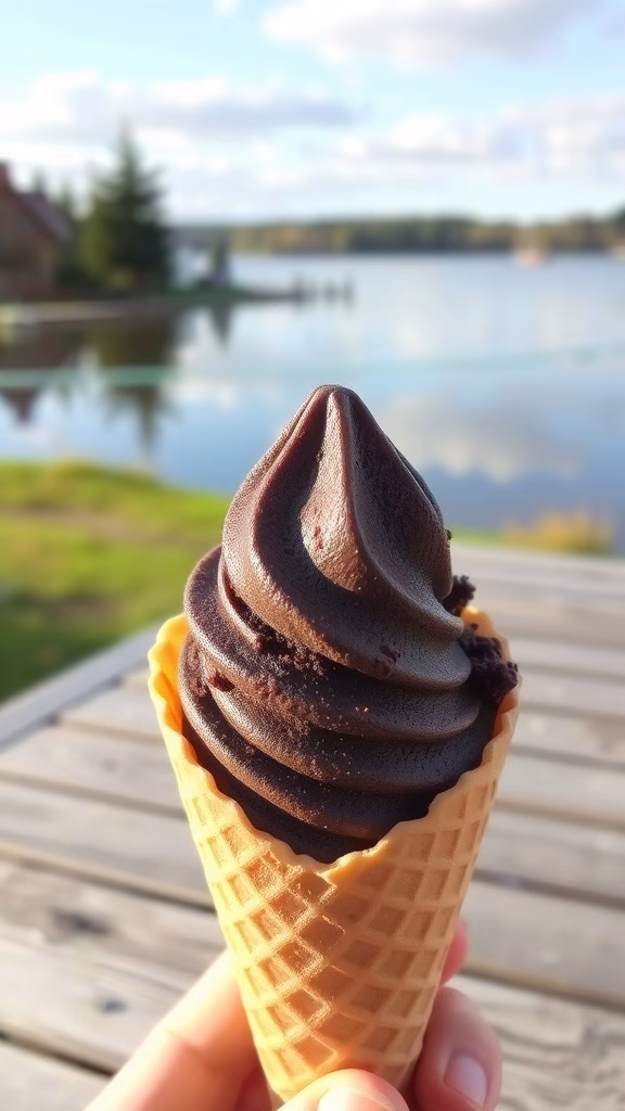 A delicious cone of Finnish licorice ice cream.