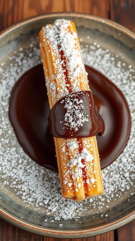 Churros with a rich chocolate ganache filling.
