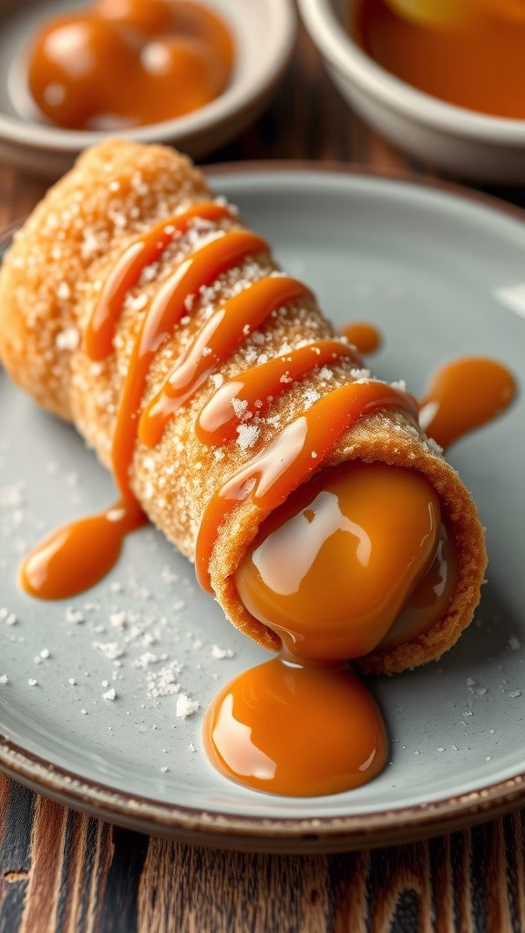Churros drizzled with salted caramel sauce