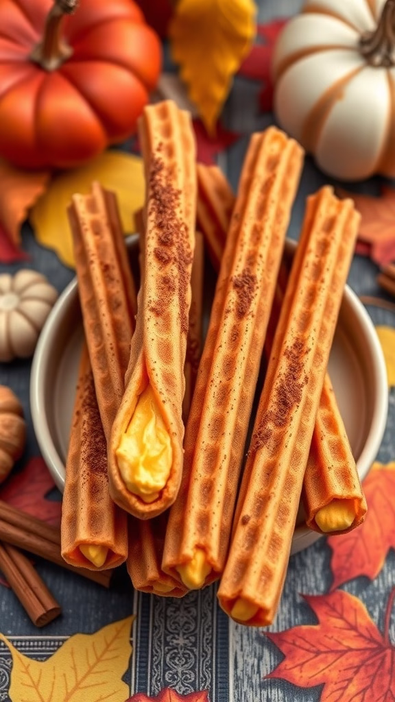 Delicious churros filled with spiced pumpkin cream.