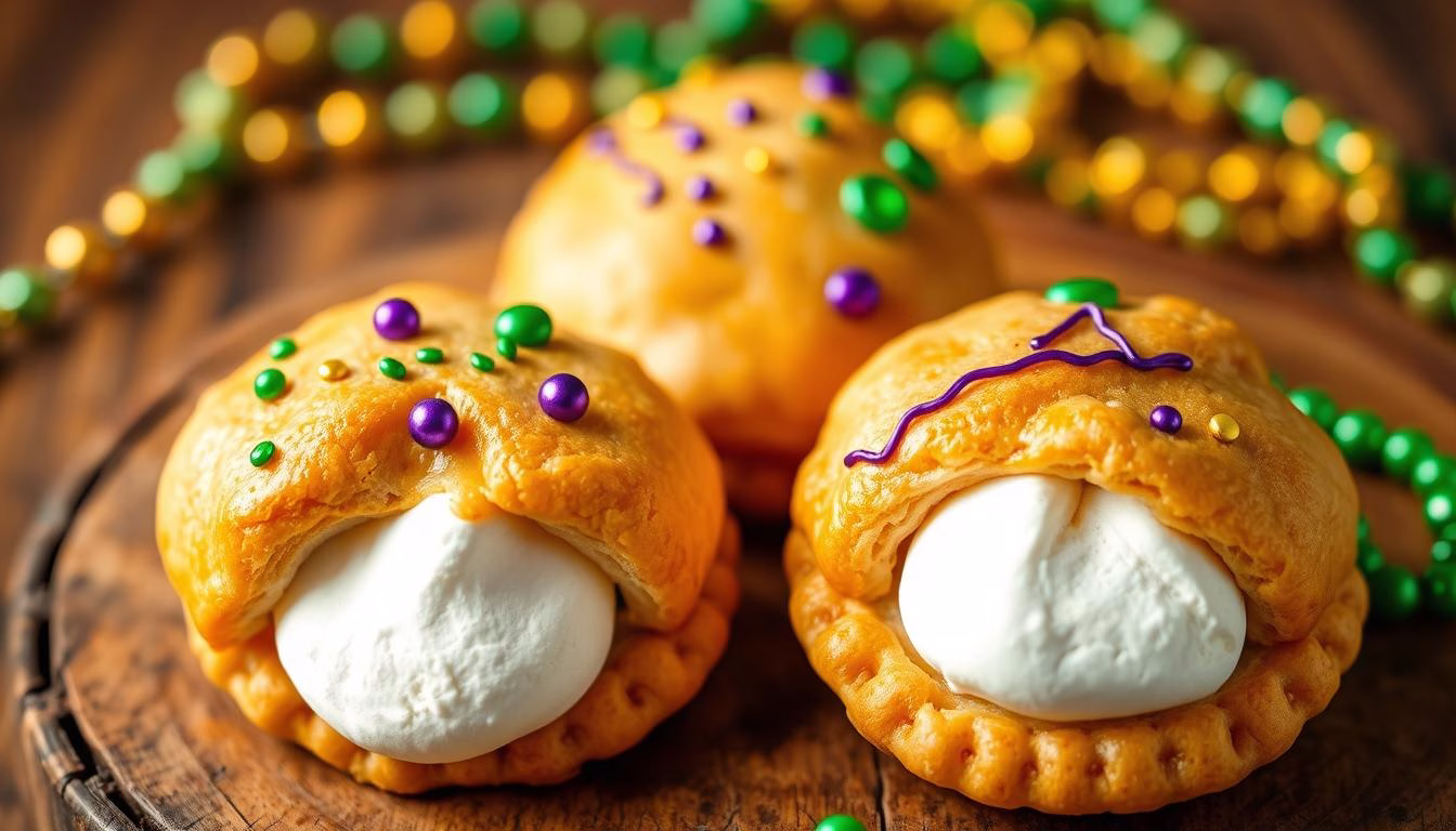 Mardi Gras Moon Pies with Marshmallow Filling