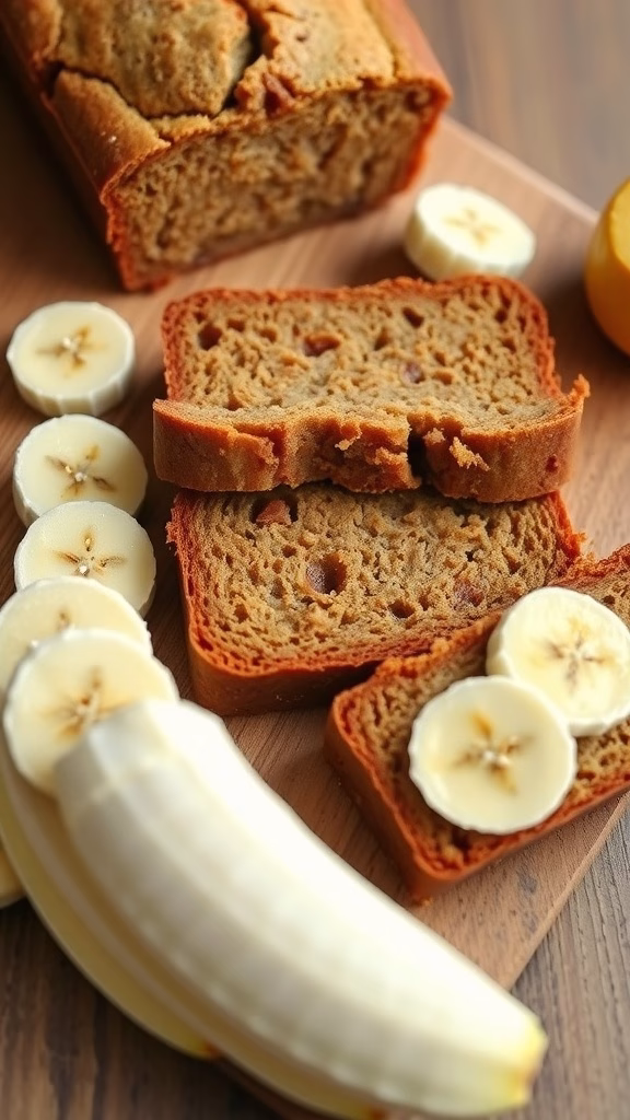 Delicious slices of longan banana bread with fresh bananas