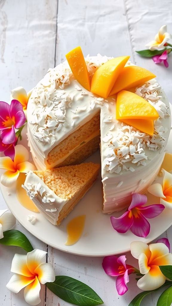 Mango Coconut Tres Leches Cake