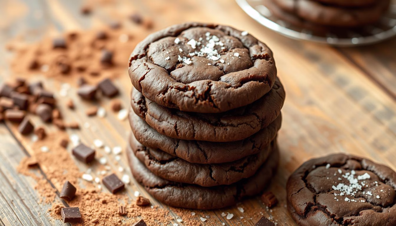salted double dark chocolate cookies Recipe