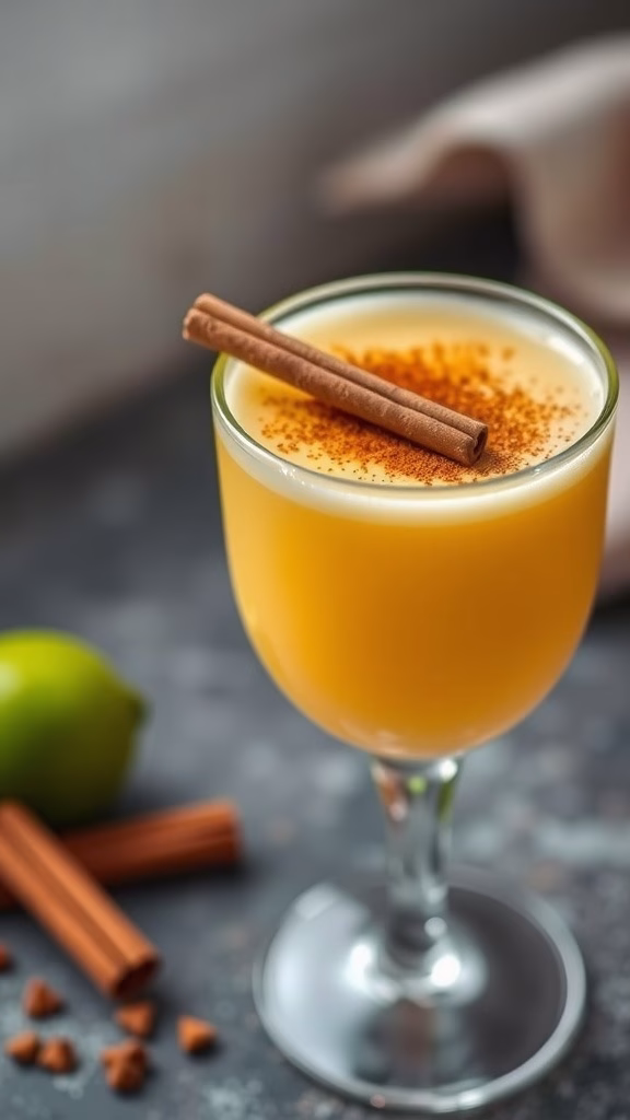 A glass of Suspiro a la Limeña topped with cinnamon