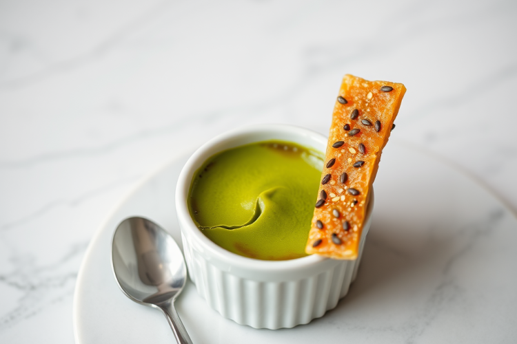 Easy Matcha Crème Brûlée with Black Sesame Brittle