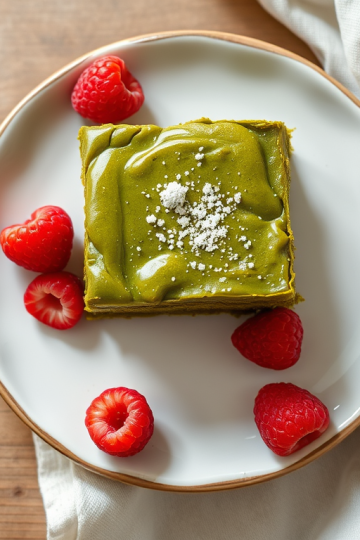 Easy Matcha Brownies with Raspberry Perfection