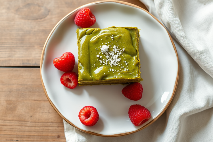 Easy Matcha Brownies with Raspberry Perfection