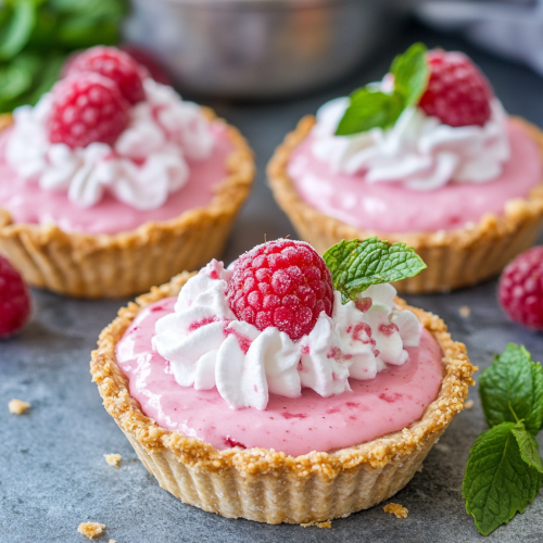 Raspberry Mojito No-Bake Mini Pies