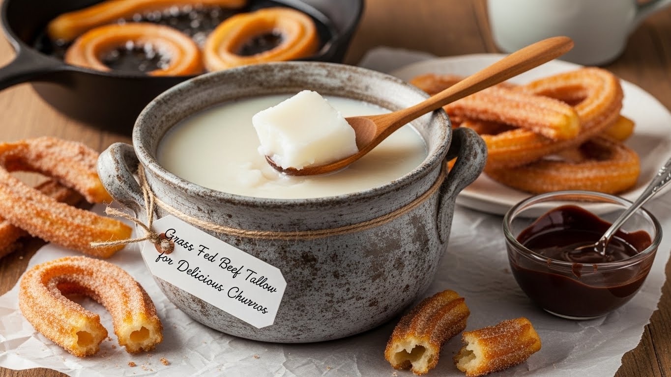 Churros with dipping sauces and grass fed beef tallow