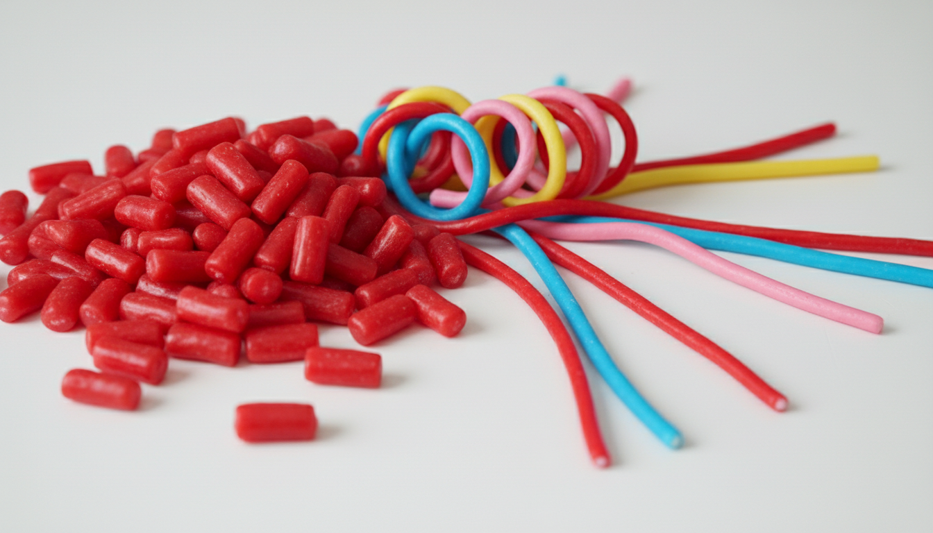 Twizzlers Nibs and Pull n Peel varieties displayed together