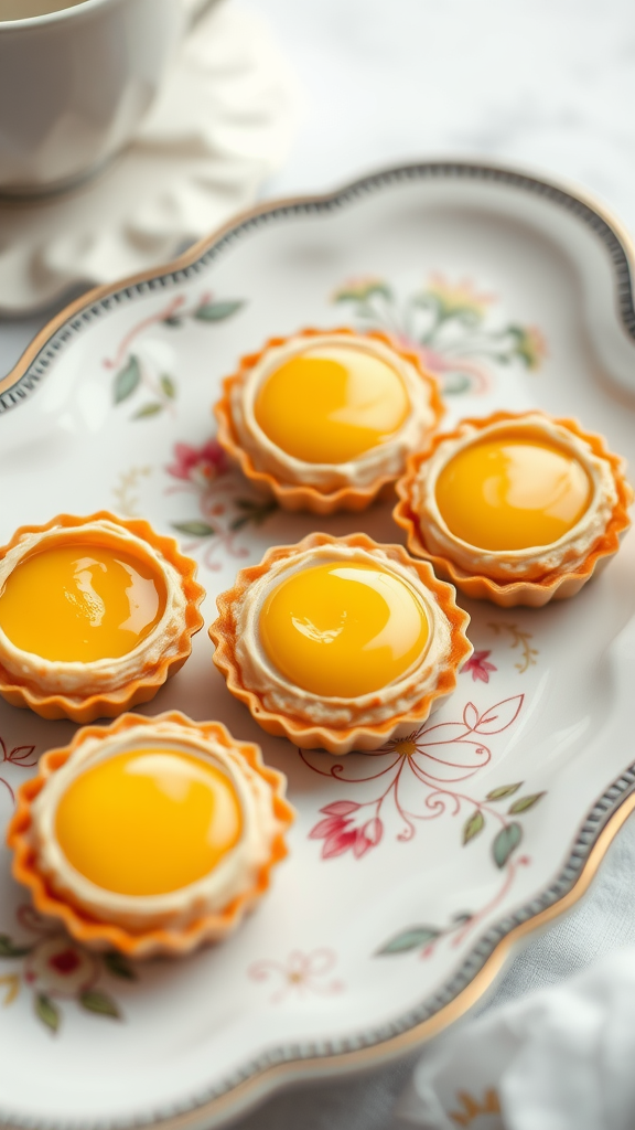 Egg Yolk Pastry (Dan Tart) on a decorative plate