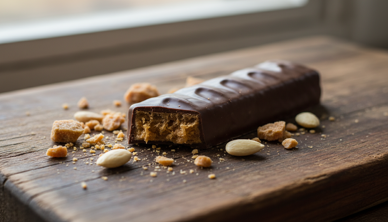 Heath Bar candy bar with toffee and almonds