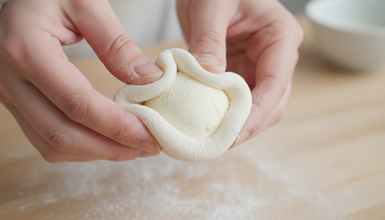 Wrapping ice cream in mochi dough