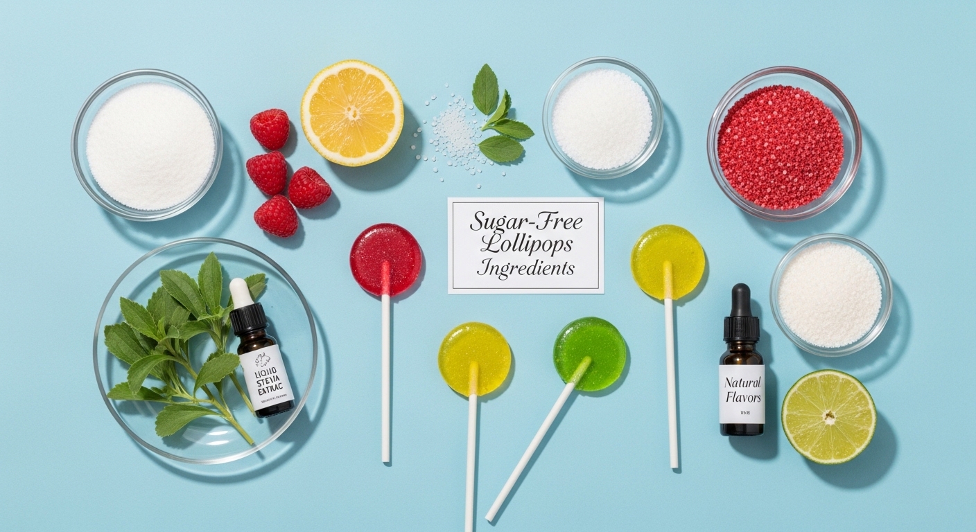 Colorful ingredients for sugar-free lollipops