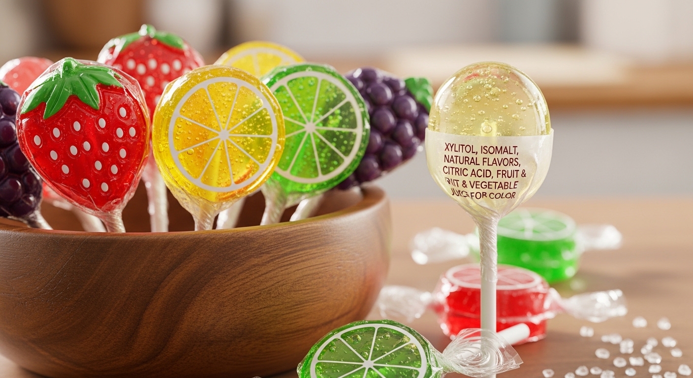 Colorful lollipops in a bowl Xylitol
