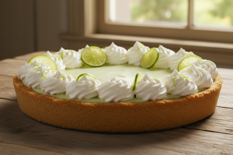 Easy key lime pie with graham cracker crust and whipped cream
