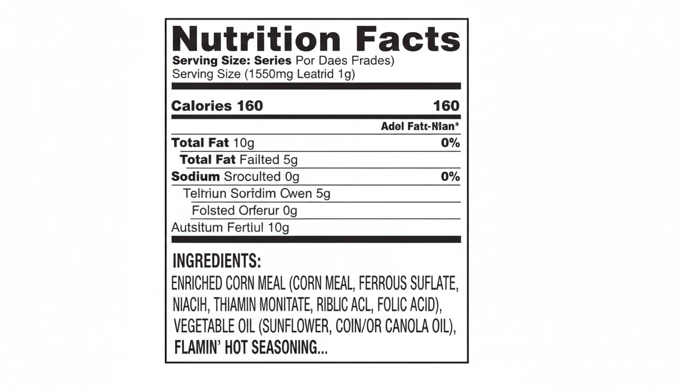 Flamin Hot Cheetos nutrition and ingredient label close-up